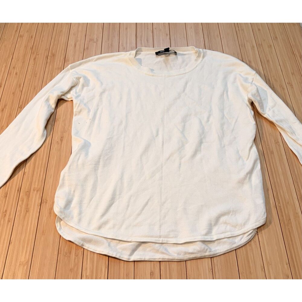 Ellen Tracy Cream White Long Sleeve Knit Top XS Lightweight